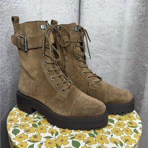NEW Sam Edelman Women’s Junip Leather Combat Boot Lace Up Brown Sz 5